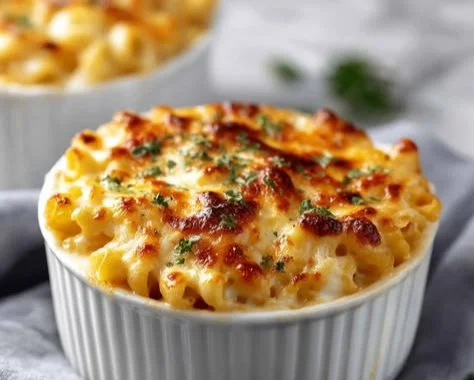 Creamy Cottage Cheese Mac and Cheese dish, a high-protein comfort food option.