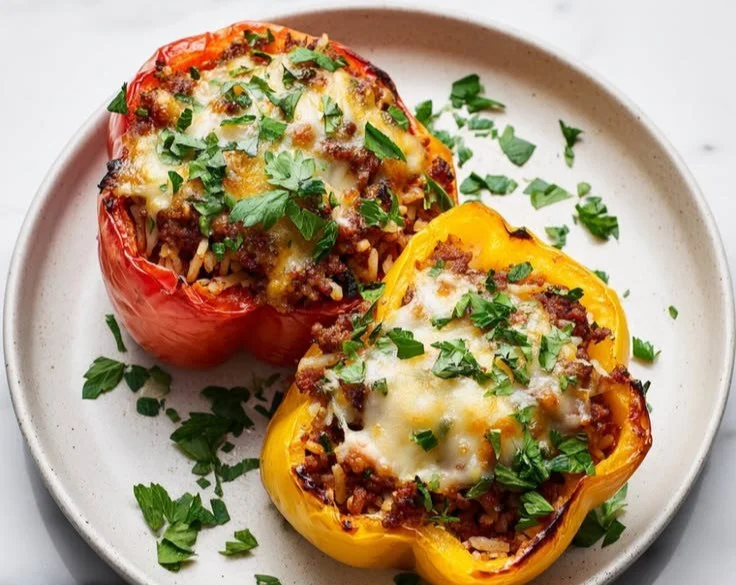 Easy high-protein stuffed bell peppers filled with healthy ingredients