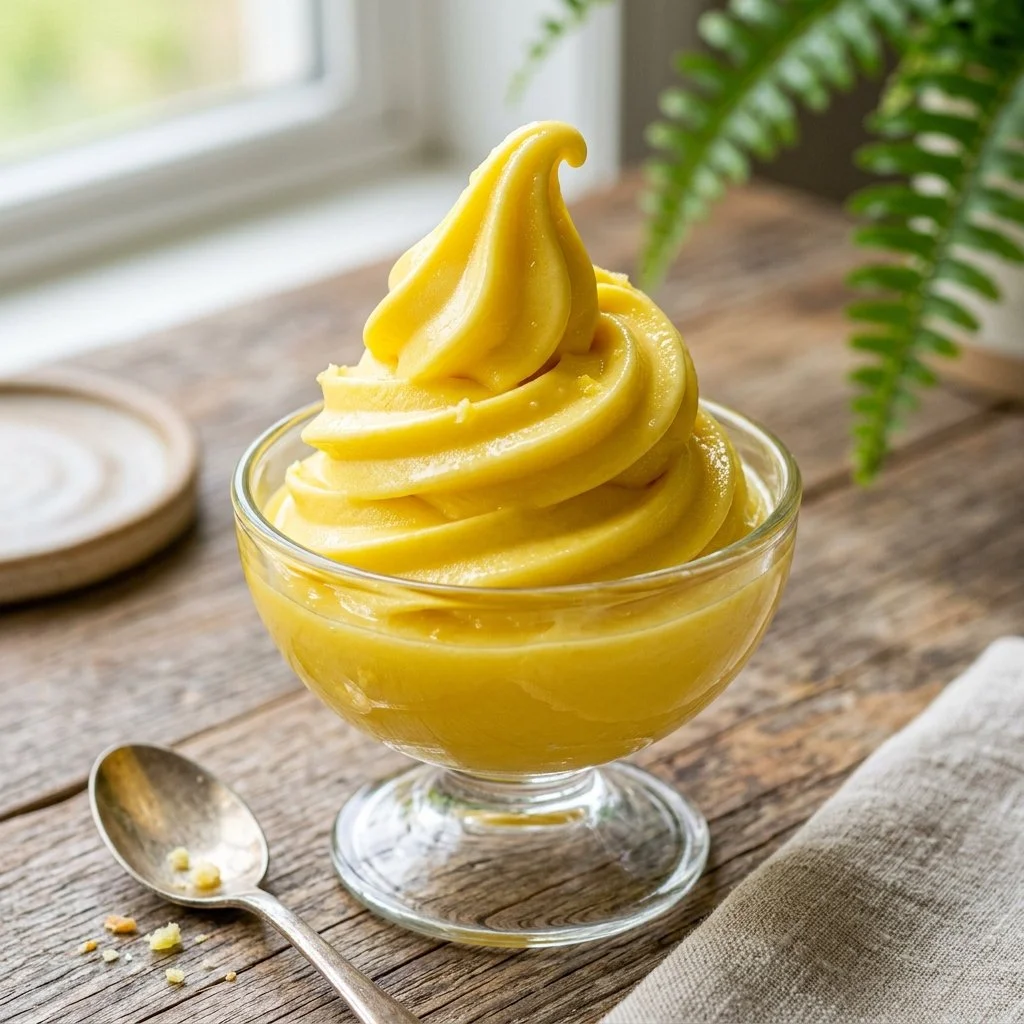 Deliciously creamy pineapple Dole Whip served in a cup.