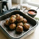 Delicious air fryer meatballs cooked until golden and juicy