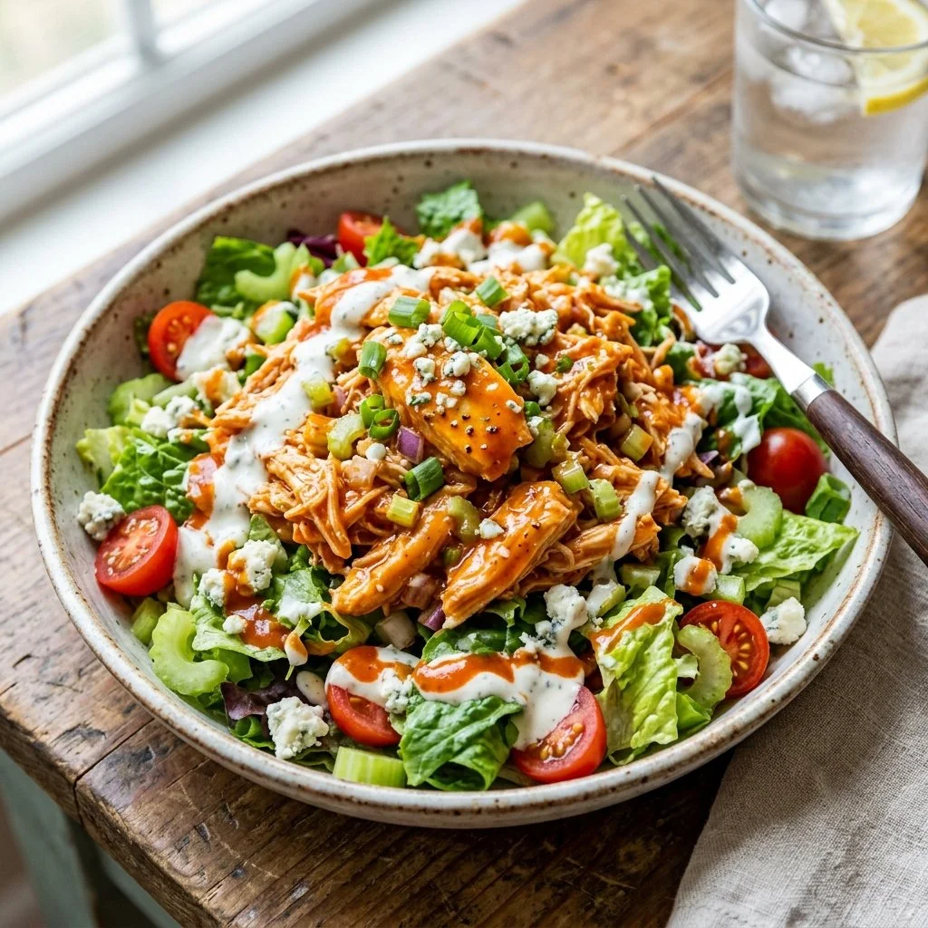Buffalo Chicken Salad featuring spicy chicken and fresh vegetables
