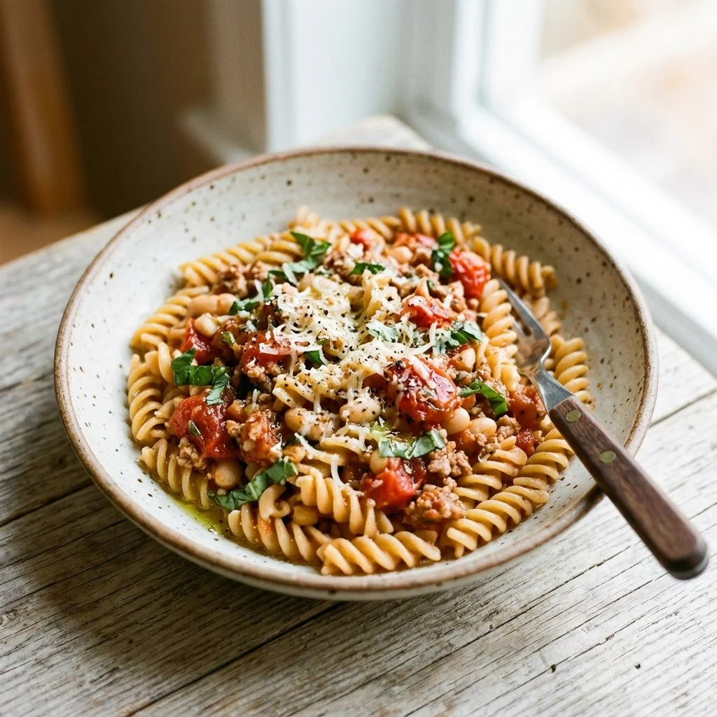 High protein pasta dishes with nutritious ingredients and vibrant colors