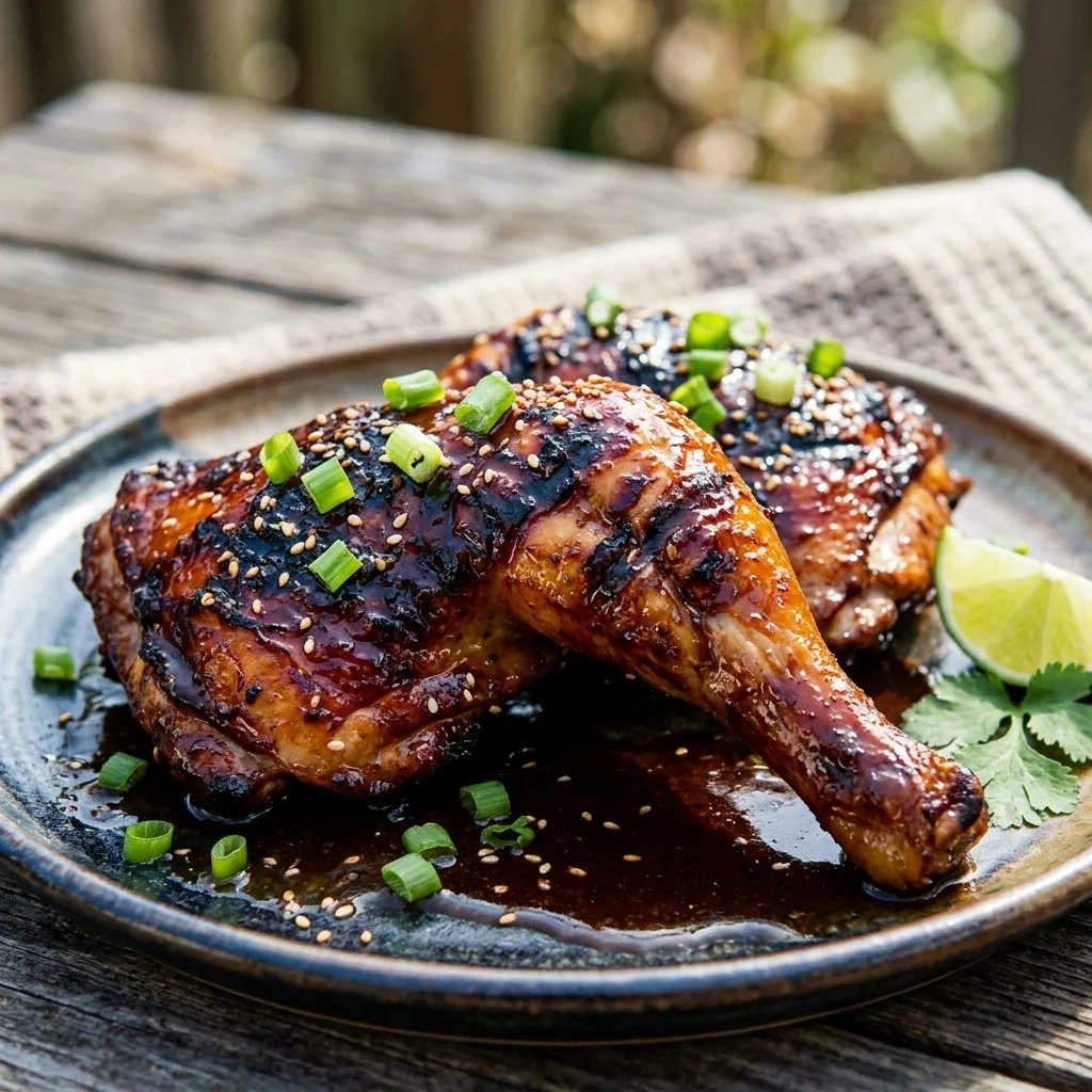 Grilled Huli Huli Chicken marinated in a sweet and savory sauce