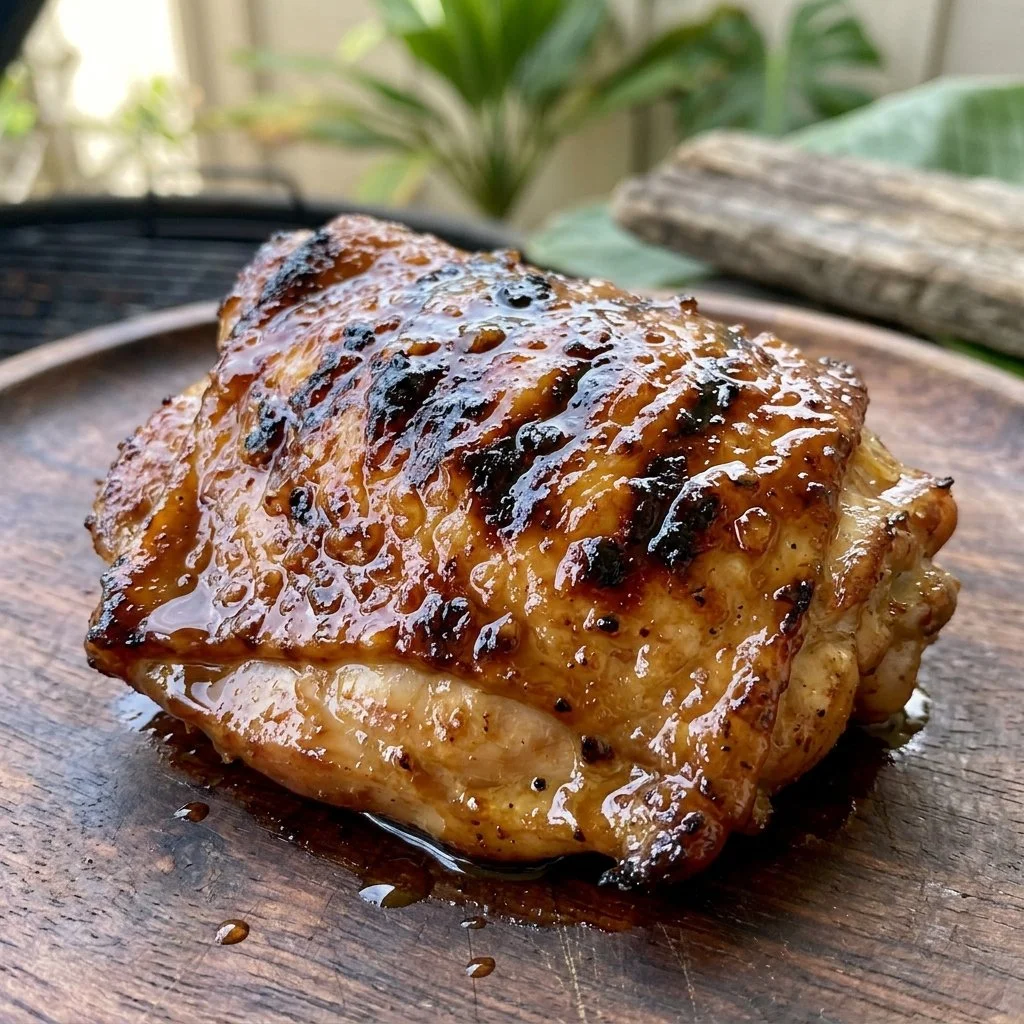 Grilled Huli Huli Chicken garnished with green onions and sesame seeds