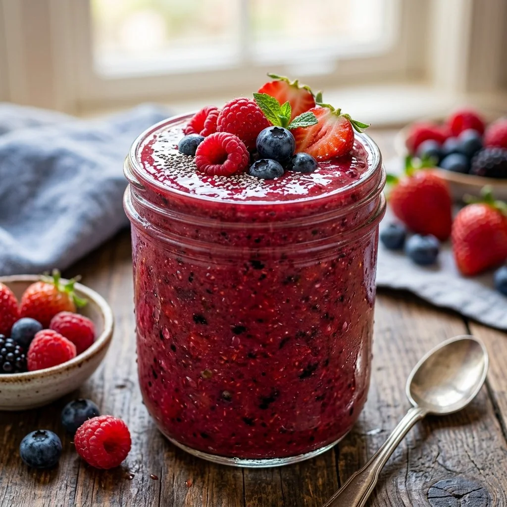 Delicious Protein Berry Smoothie with fresh berries and protein powder