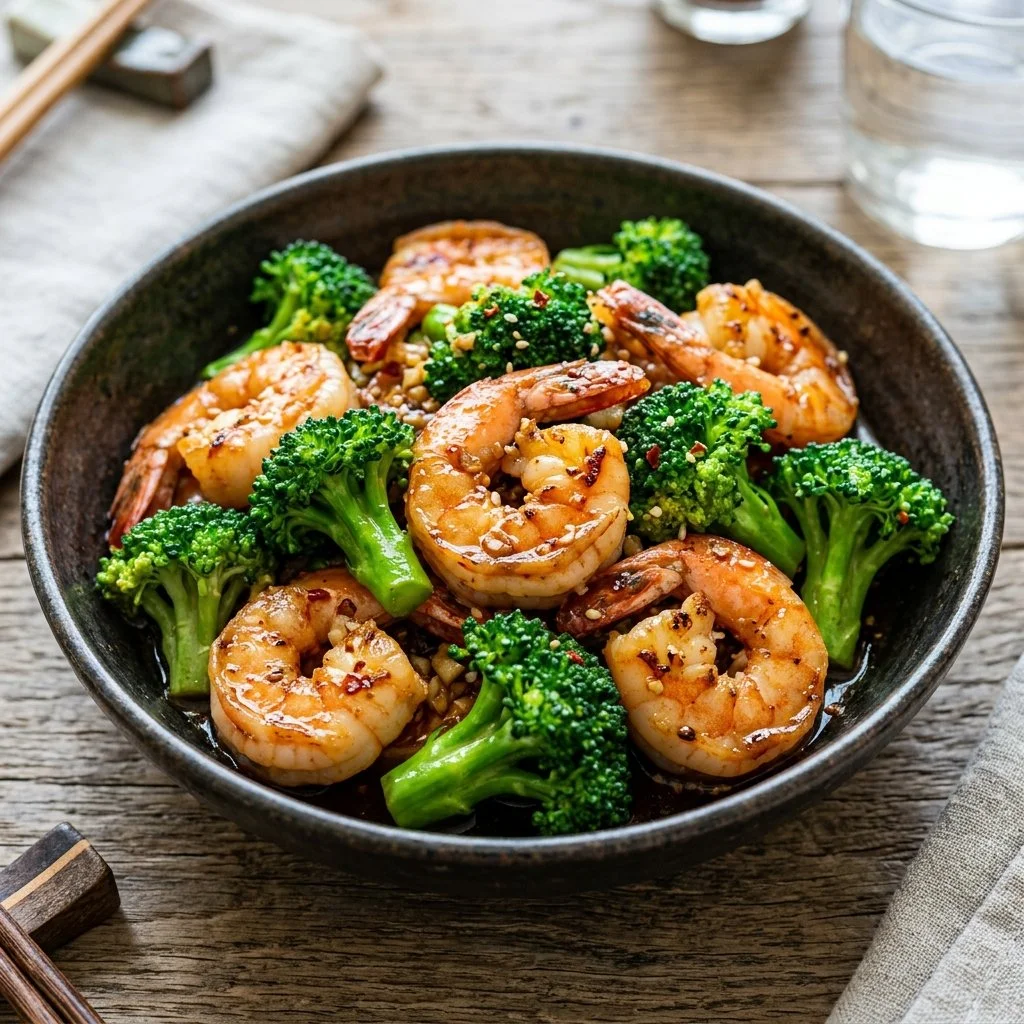 Delicious shrimp and broccoli stir-fry with fresh vegetables