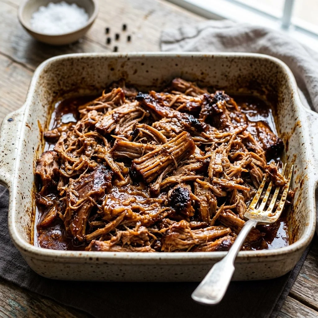 Delicious slow cooker pulled pork served in a sandwich with coleslaw