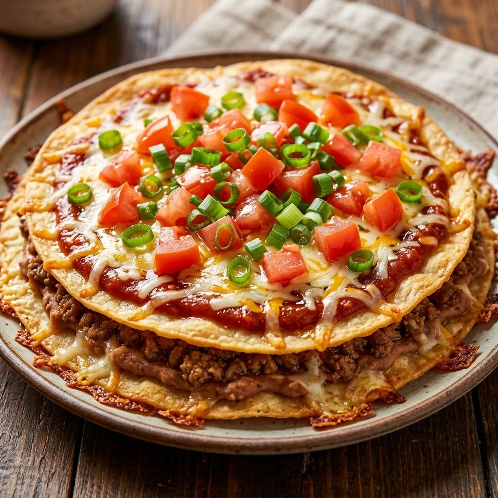 Delicious Taco Bell Mexican Pizza with toppings and cheese