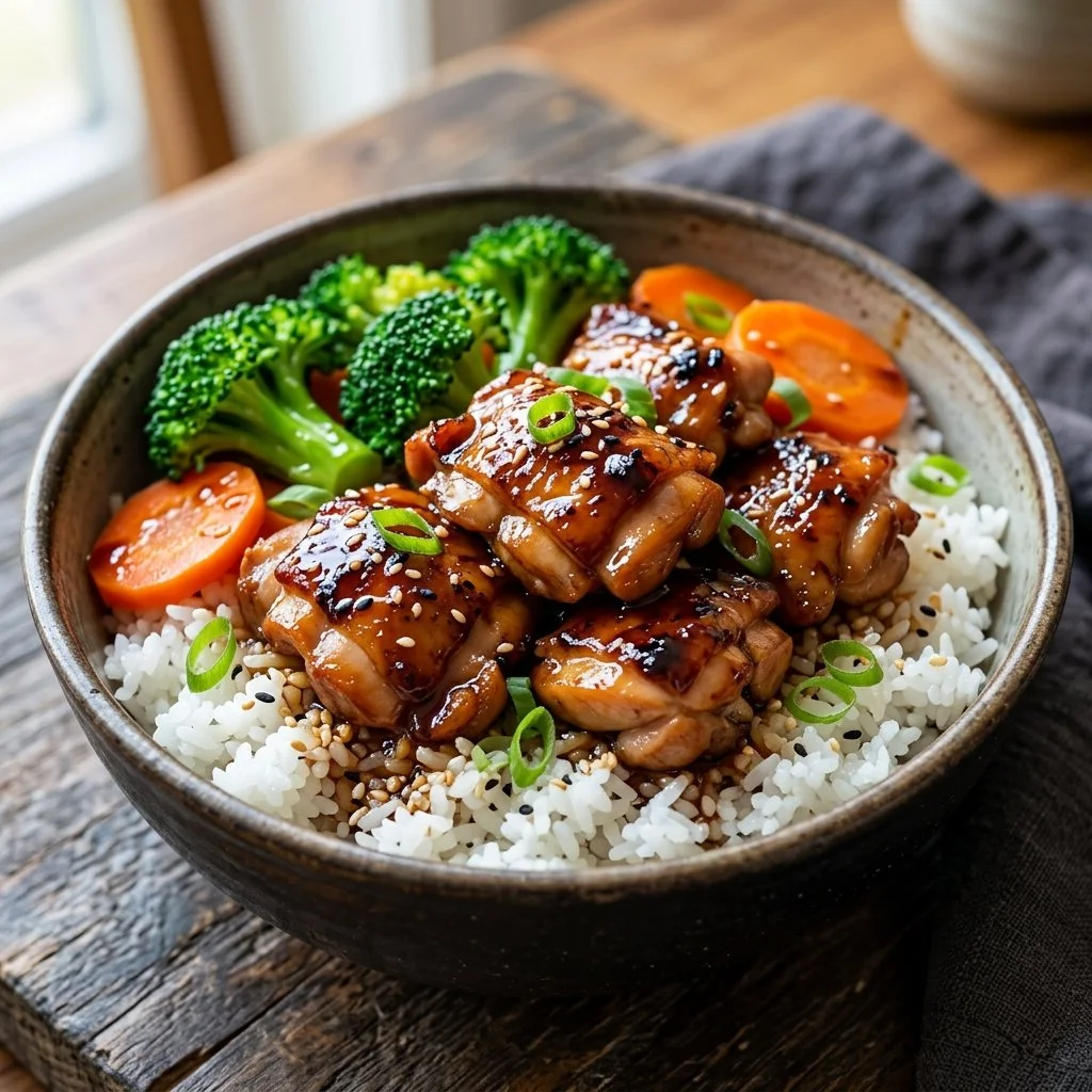 Delicious Teriyaki Chicken Bowl with tender chicken and vibrant vegetables