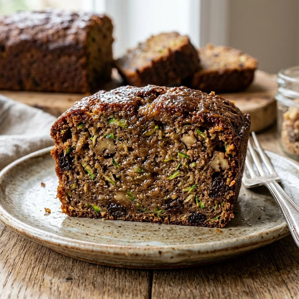 Deliciously moist zucchini bread baked fresh with a golden crust