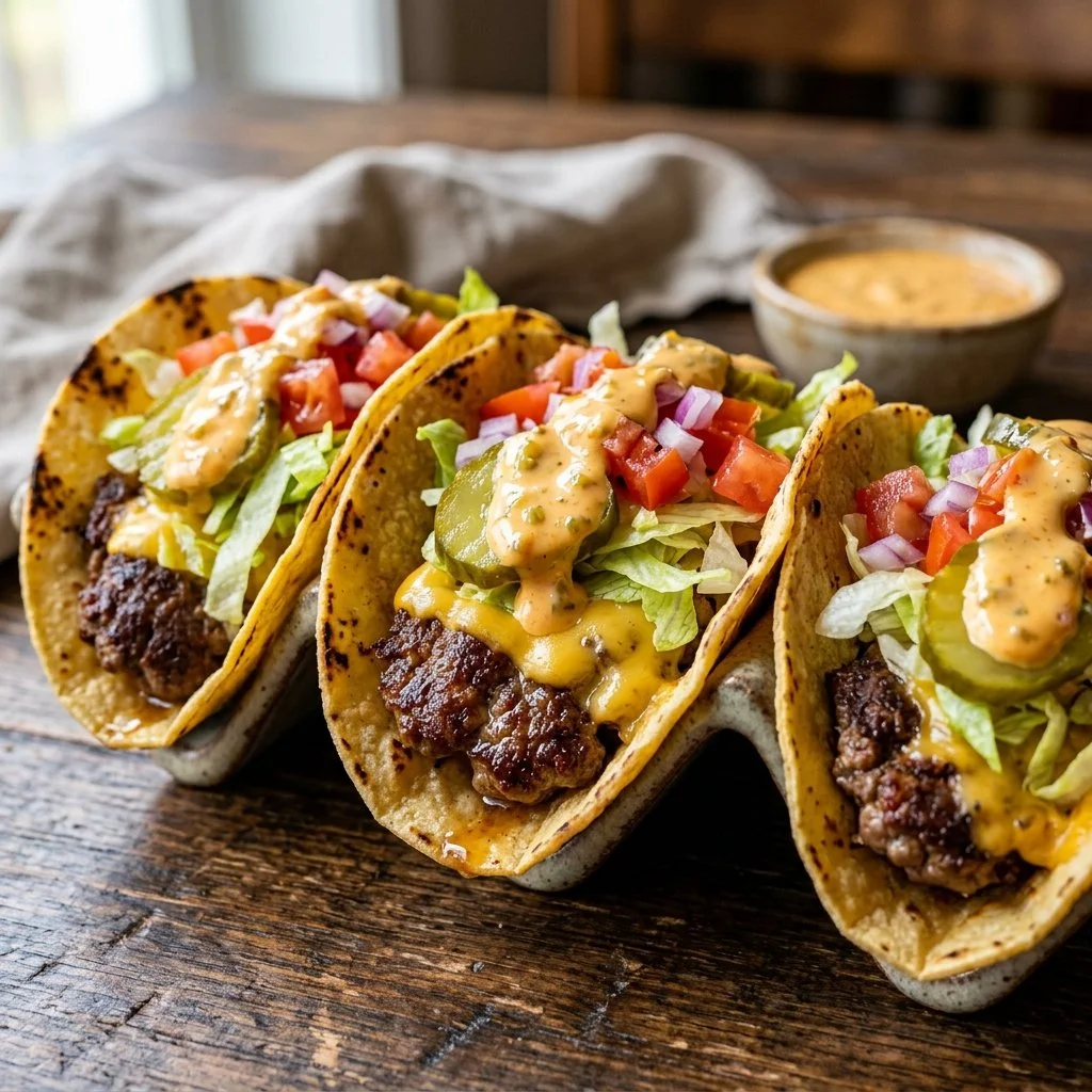 Delicious Smash Burger Tacos with juicy beef and fresh toppings